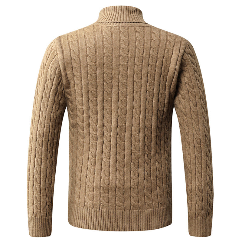 Herren Grobstrickpullover mit modernem Schalkragen und Zopfmuster Aliams