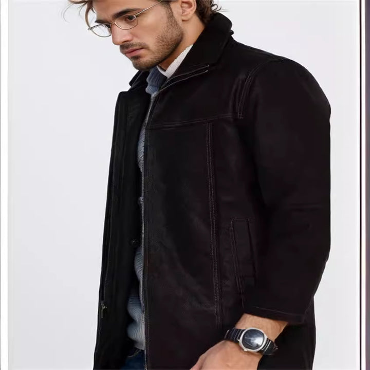 Herren gemütliche und stylische Jacke aus weichem Kunstleder Aliams