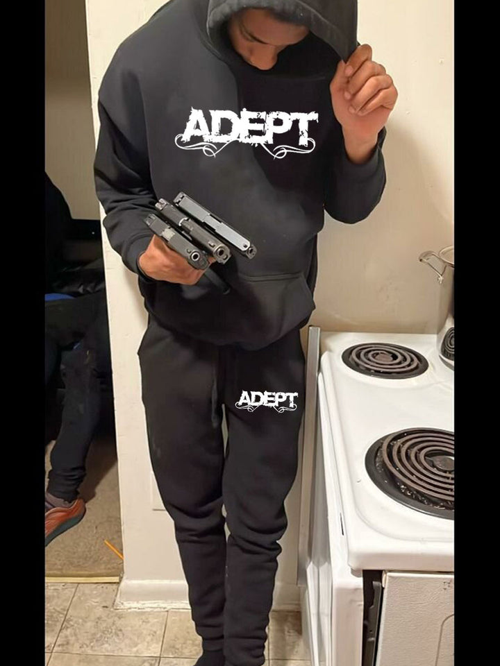 Herren Sweatshirt- und Jogginghose-Set mit kreativer Schriftart Aliams