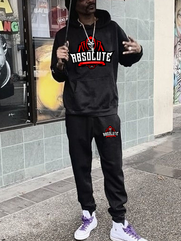 Herren Kapuzenpullover und Jogginghose Set mit sportlichem Grafikdruck Aliams