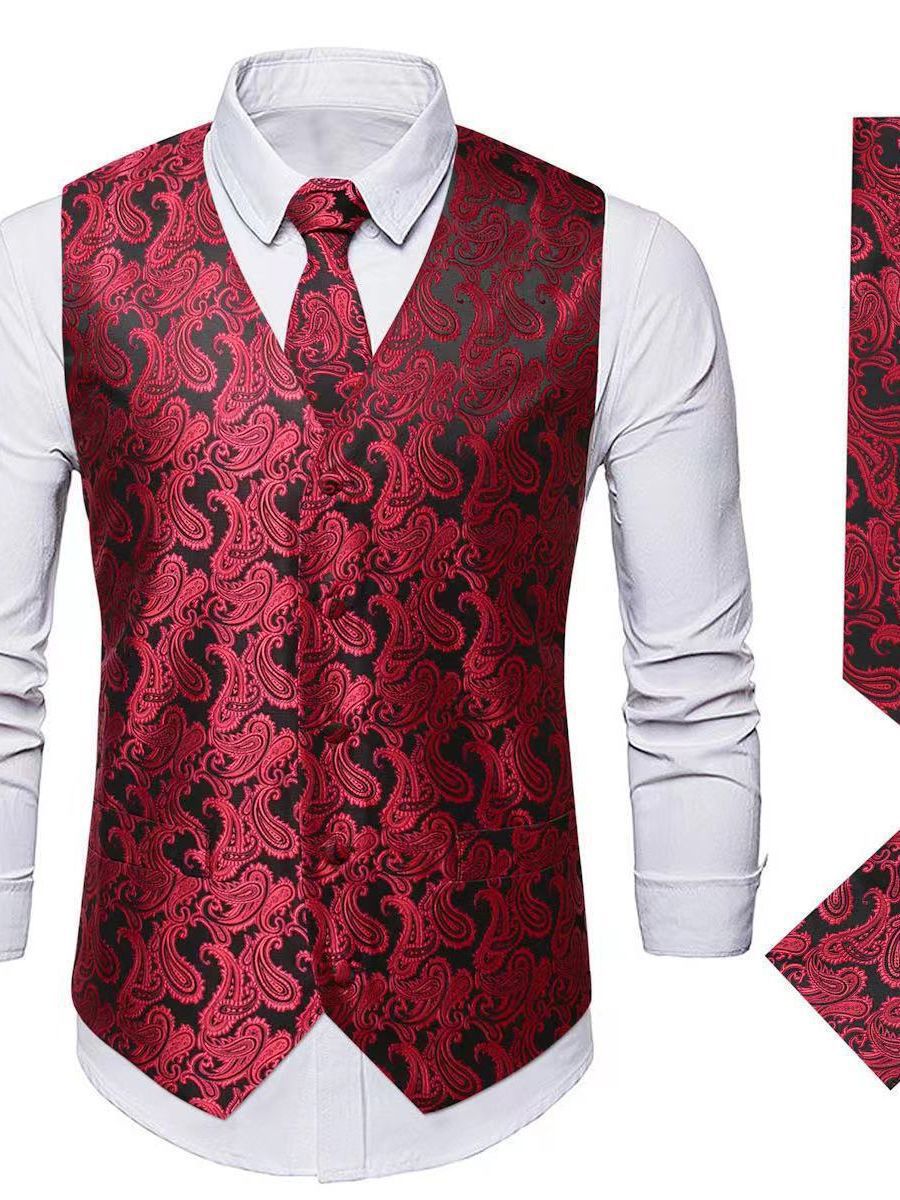 Herren elegante Anzugweste mit Paisley-Muster Aliams