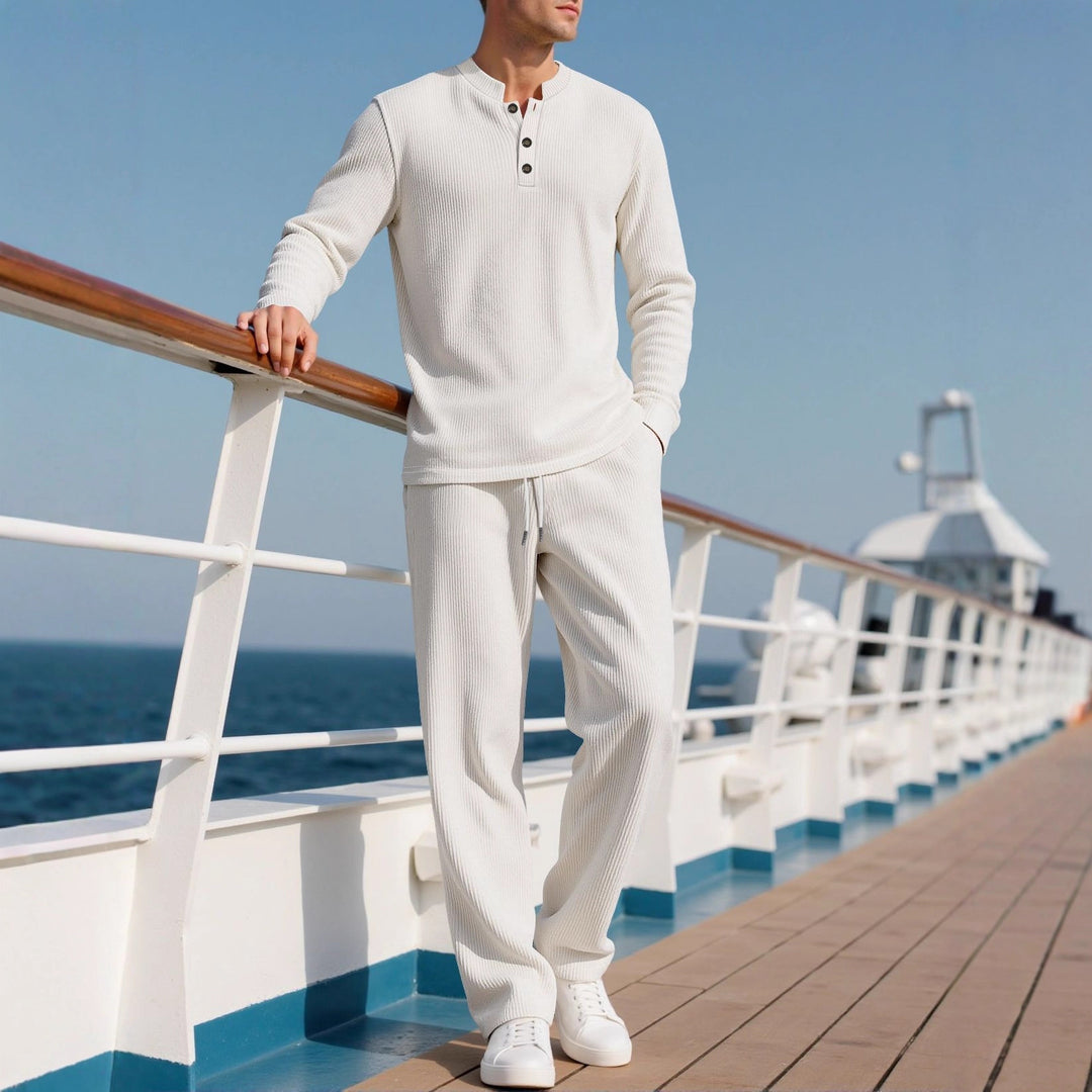 Herren Komfortabler Langarm-Hoodie mit modischer Knopfleiste und elastischer Bundverarbeitung Aliams