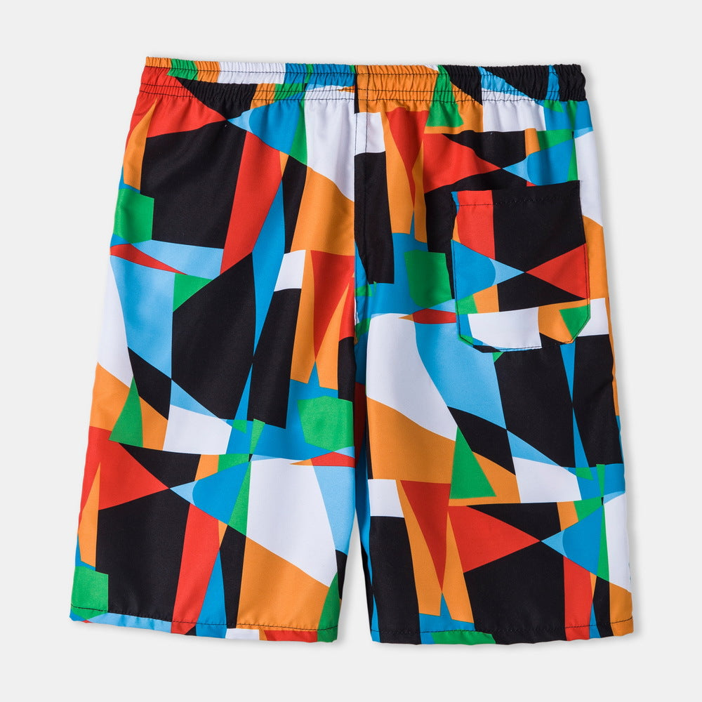 Herren Badeshorts mit lebhaftem geometrischem Muster und elastischem Bund Aliams