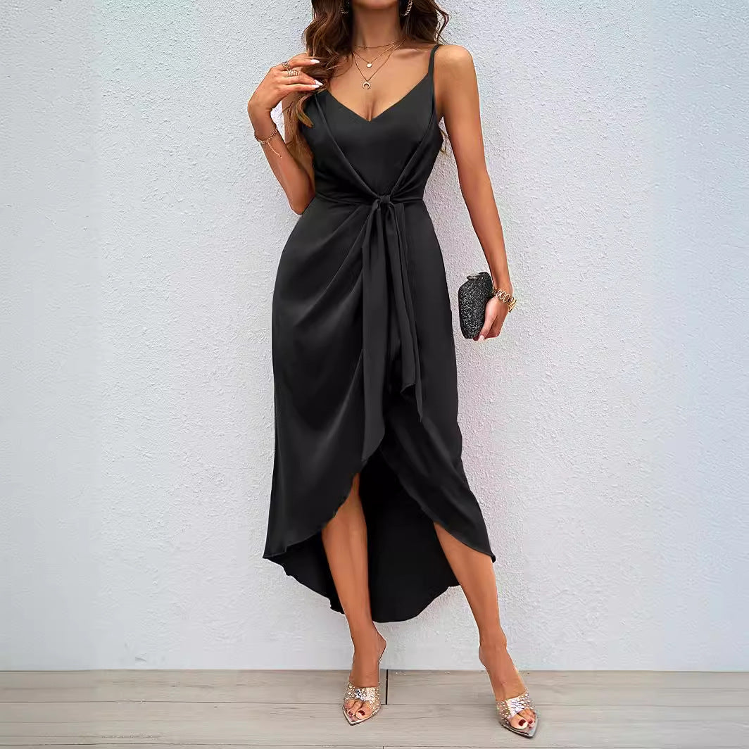 Damen Wickelkleid mit Elegantem V-Ausschnitt und Verspieltem Schlitz Aliams