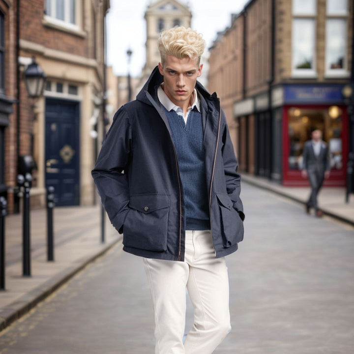 Herren funktionale Übergangsjacke mit verstellbarem Kapuzenkragen Aliams