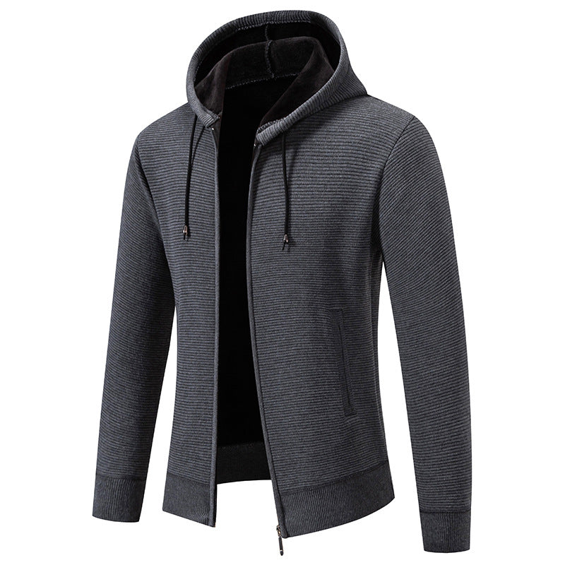 Herren sportliche Fleecejacke mit hohem Kragen und Reißverschluss Aliams