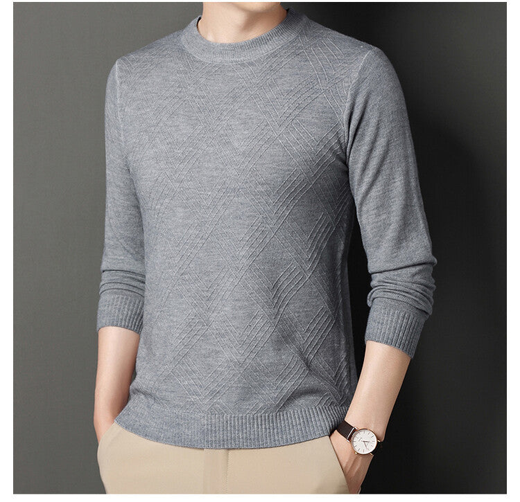 Herren edler Rundhalspullover mit strukturiertem Design Aliams