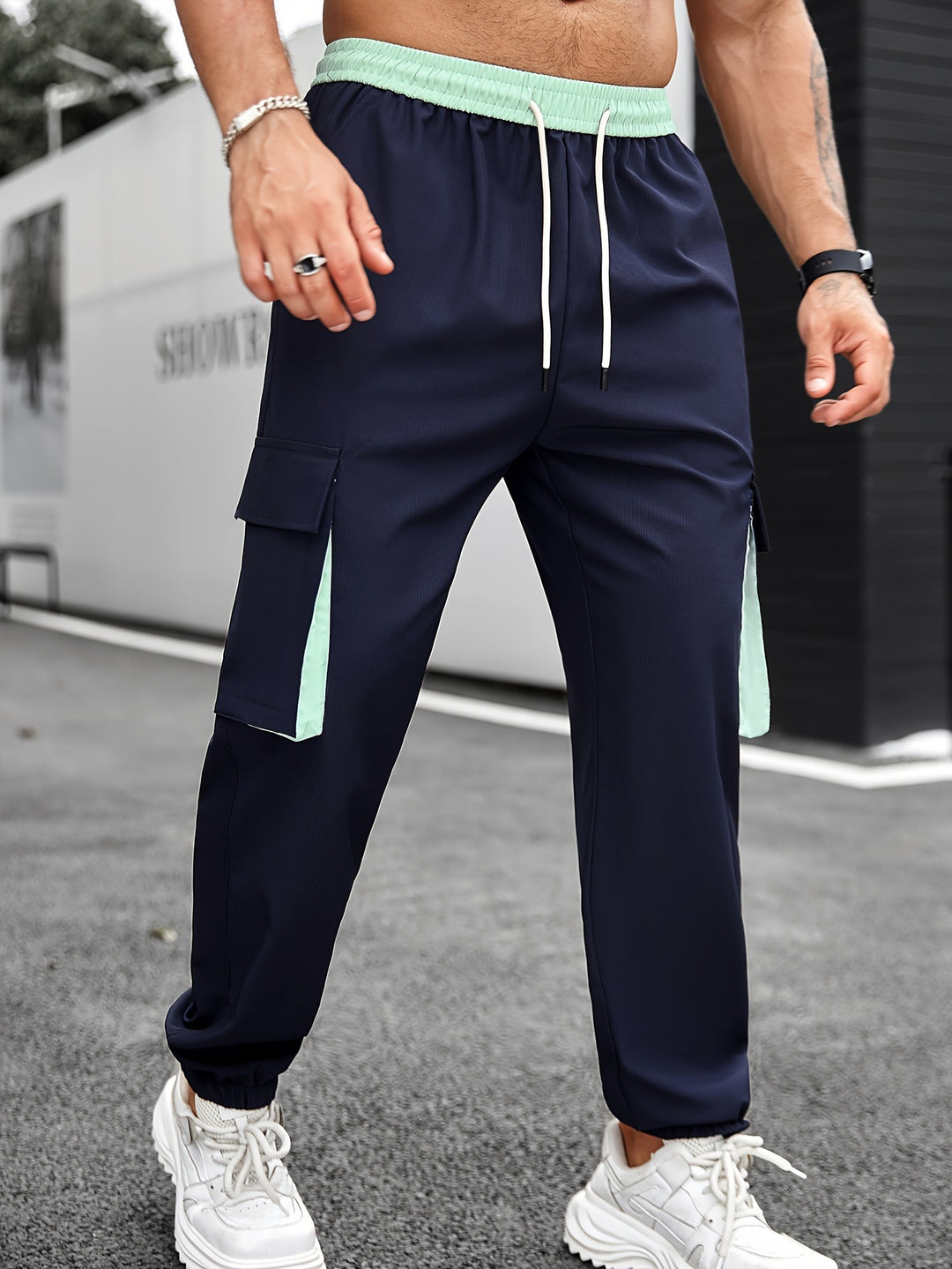 Herren Sportliche Cargo-Hose mit seitlichen Taschen Aliams