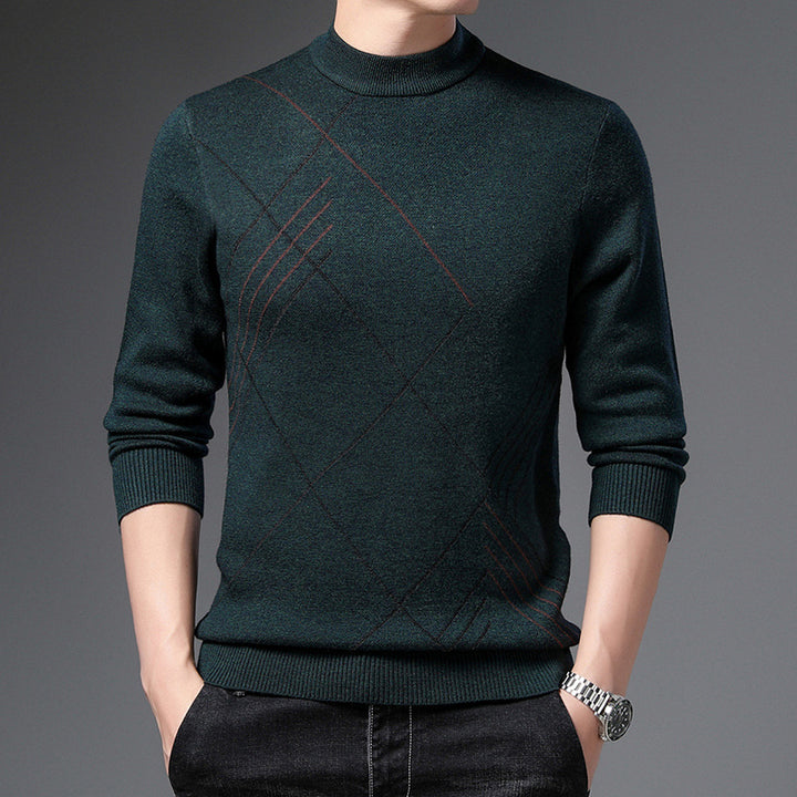 Herren feiner Rollkragenpullover mit modernem Karomuster Aliams