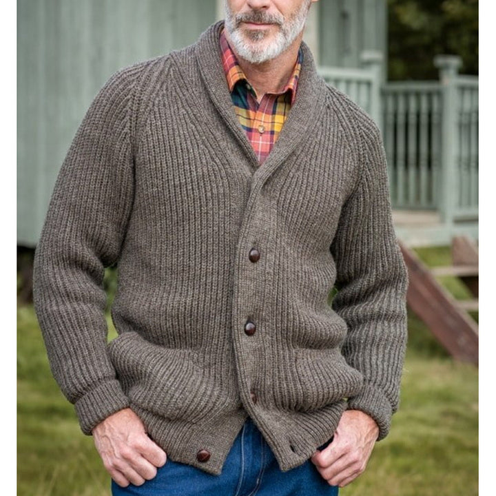 Herren grob gestrickter Cardigan mit praktischen Taschen und modernem V-Ausschnitt Aliams