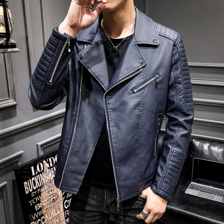 Herren robuste Kunstleder Bikerjacke mit stylischen Steppnähten und praktischen Taschen Aliams