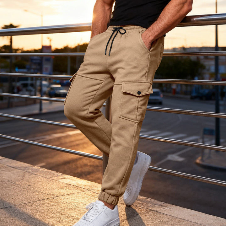 Herren Cargo-Jogginghose mit verstellbarem Bund und seitlichen Taschen Aliams