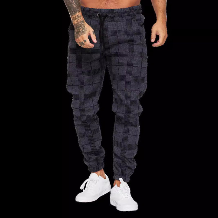 Herren Jogginghose mit modernen Karomuster und elastischem Bund Aliams