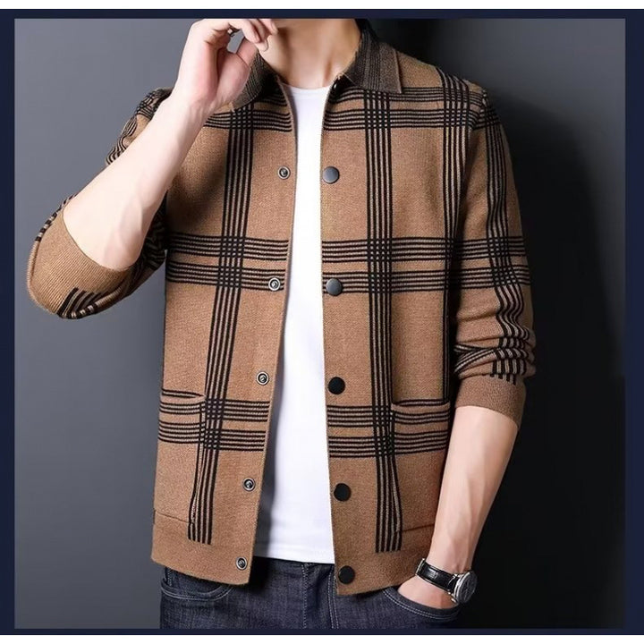 Herren Karierte Strickjacke mit modernem Schnitt Aliams
