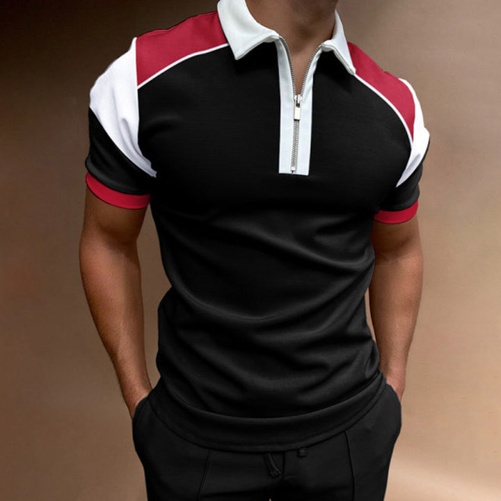 Herren Stilvolles Kurzarm Zip Polo Shirt Aliams