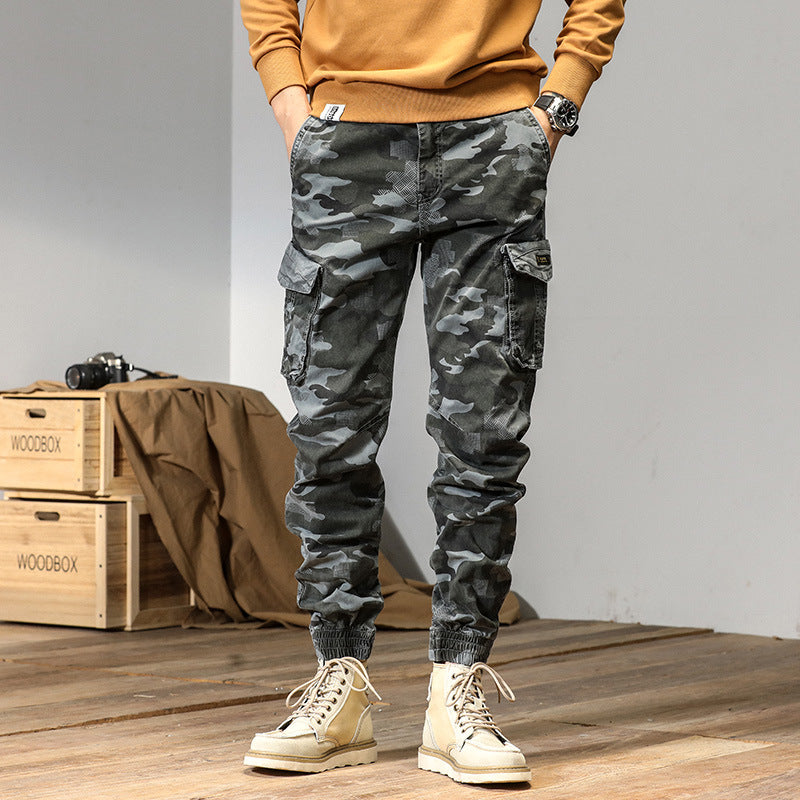 Herren Cargo-Hose mit Camouflage-Muster und praktischen Taschen Aliams
