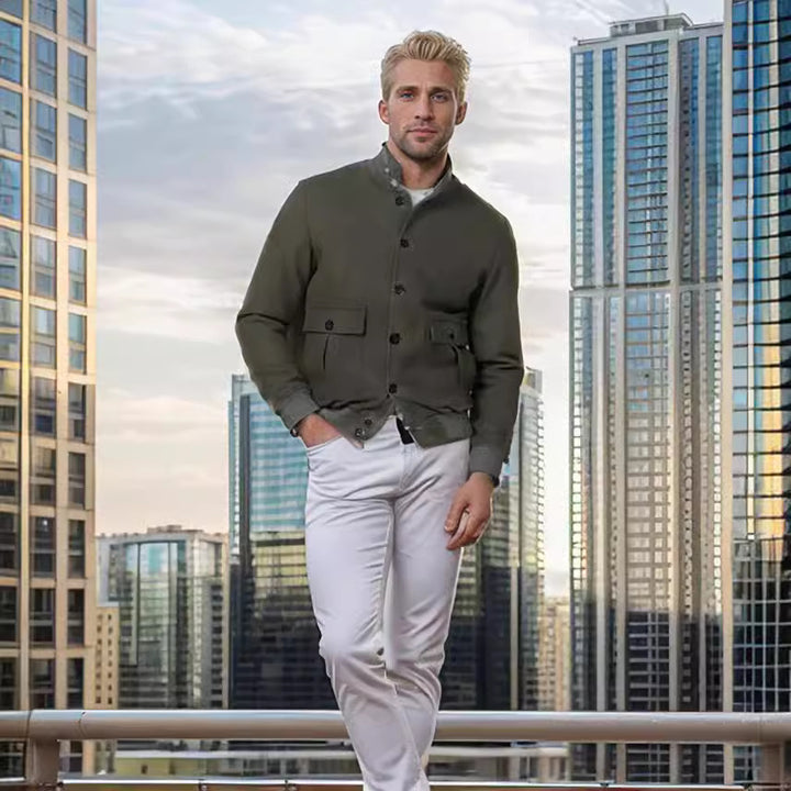 Herren beschichtete Freizeitjacke im sportlichen Stil mit praktischen Taschen Aliams