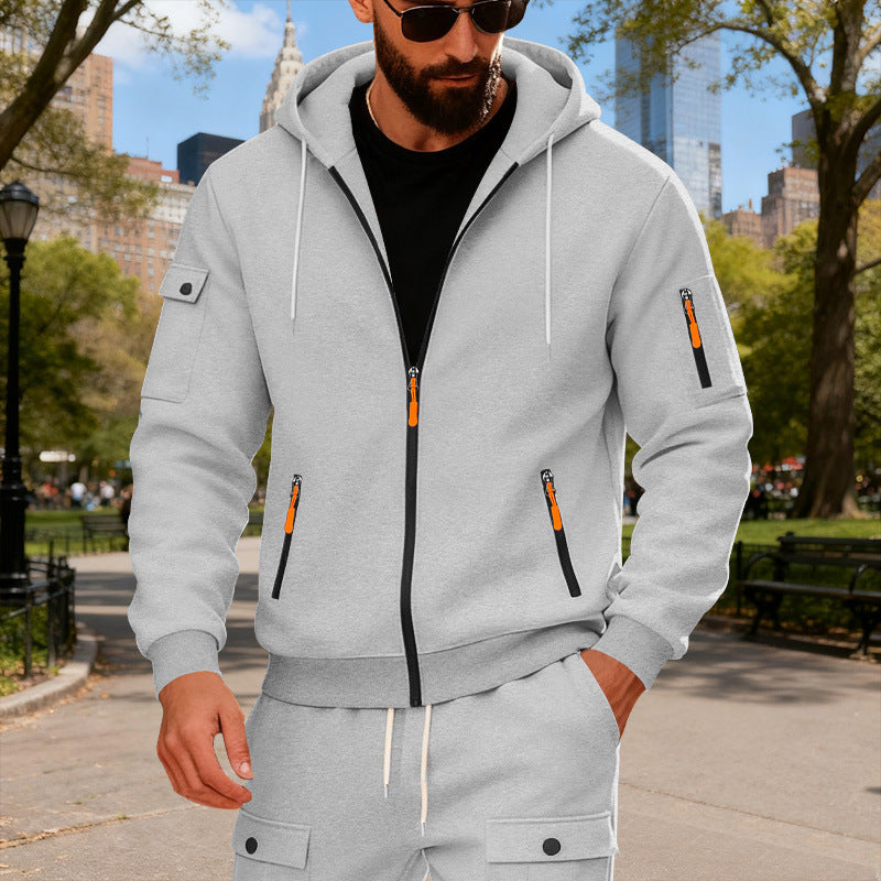 Herren sportlicher Kapuzenpullover mit modischen Schnellverschlüssen und praktischen Taschen Aliams