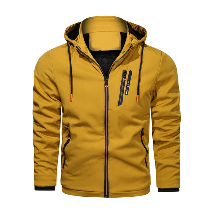 Herren sportliche Funktionsjacke mit verstellbarer Kapuze und atmungsaktivem Material Aliams