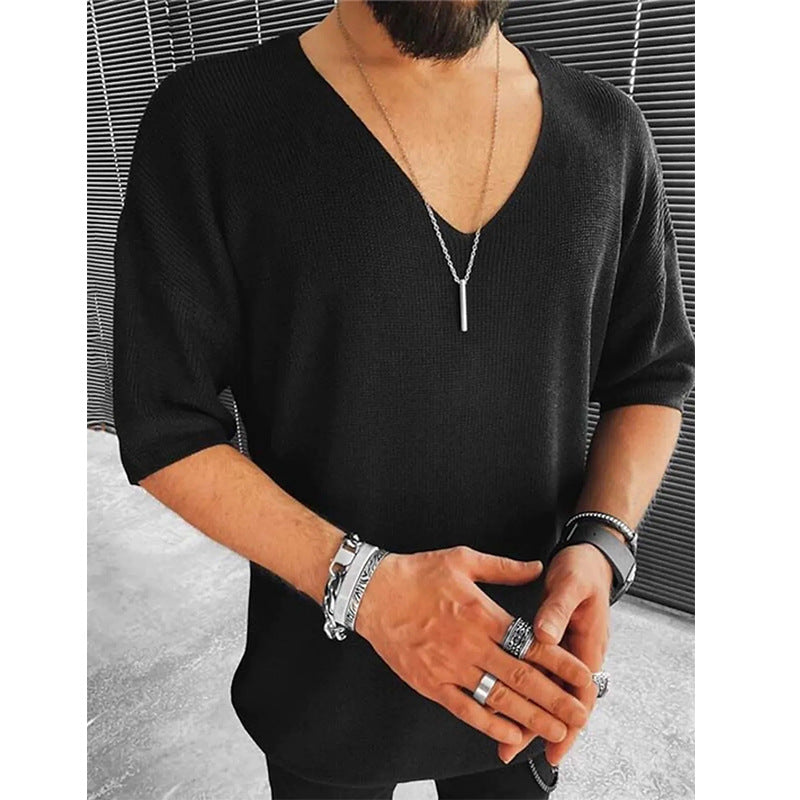 Herren Übergröße V-Ausschnitt Pullover Aliams