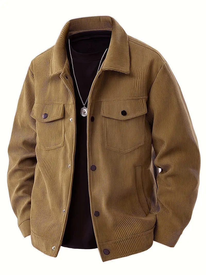 Herren strukturiertes Oberteiljacke mit praktischen Taschen Aliams