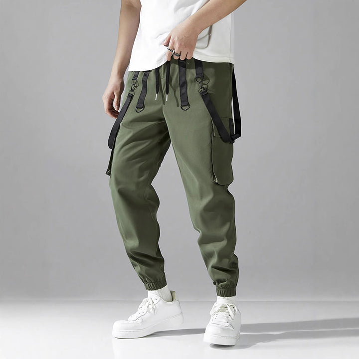 Herren bequeme Cargo-Hose mit verstellbaren Trägern Aliams