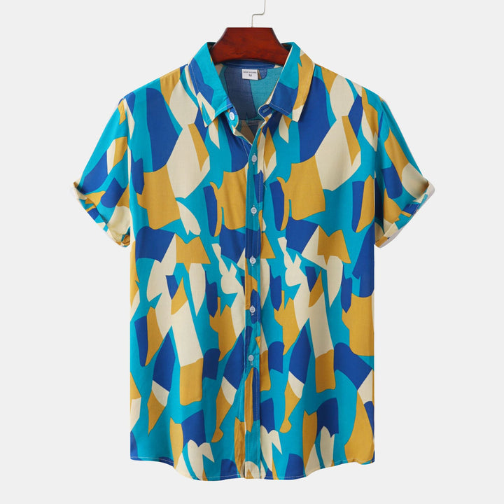 Herren Kurzarmhemd im auffälligen grafischen Muster mit lockerer Passform Aliams