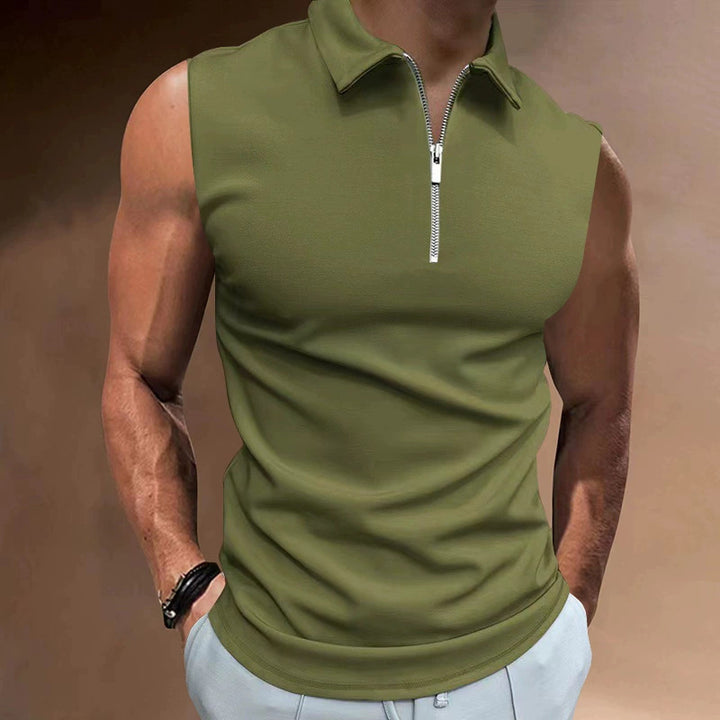 Herren Kurzarm Poloshirt mit modernem Stehkragen und funktionellem Reißverschluss Aliams