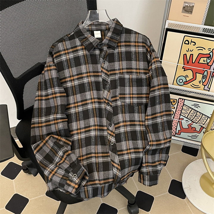 Herren kariertes Hemd mit bequemer Passform und Brusttasche Aliams