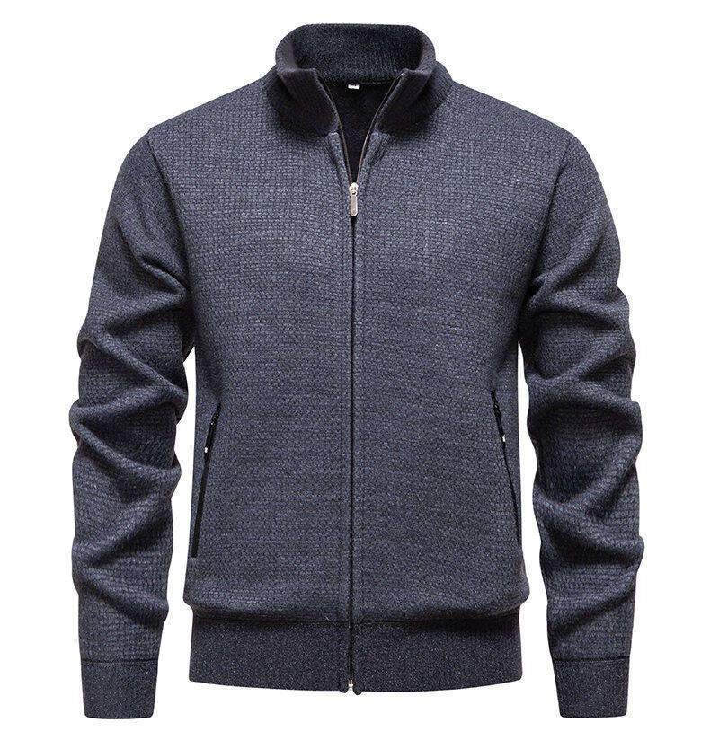 Herren Strickjacke mit modernem Zipper und seitlichen Reißverschlusstaschen Aliams