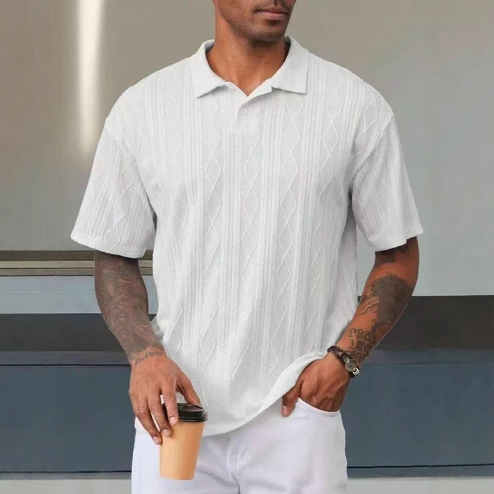 Herren Kurzarm Poloshirt mit strukturiertem Muster und modischem Kragen Aliams