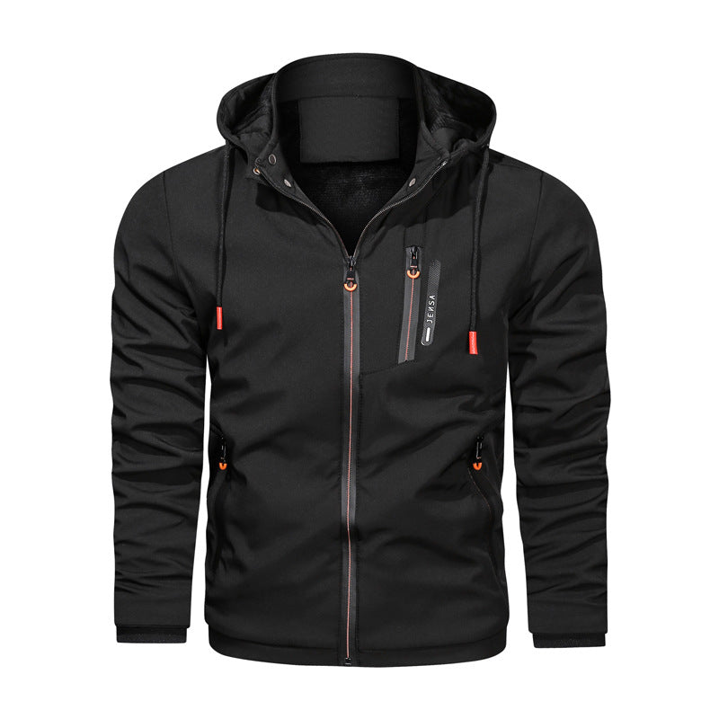 Herren sportliche Funktionsjacke mit verstellbarer Kapuze und atmungsaktivem Material Aliams