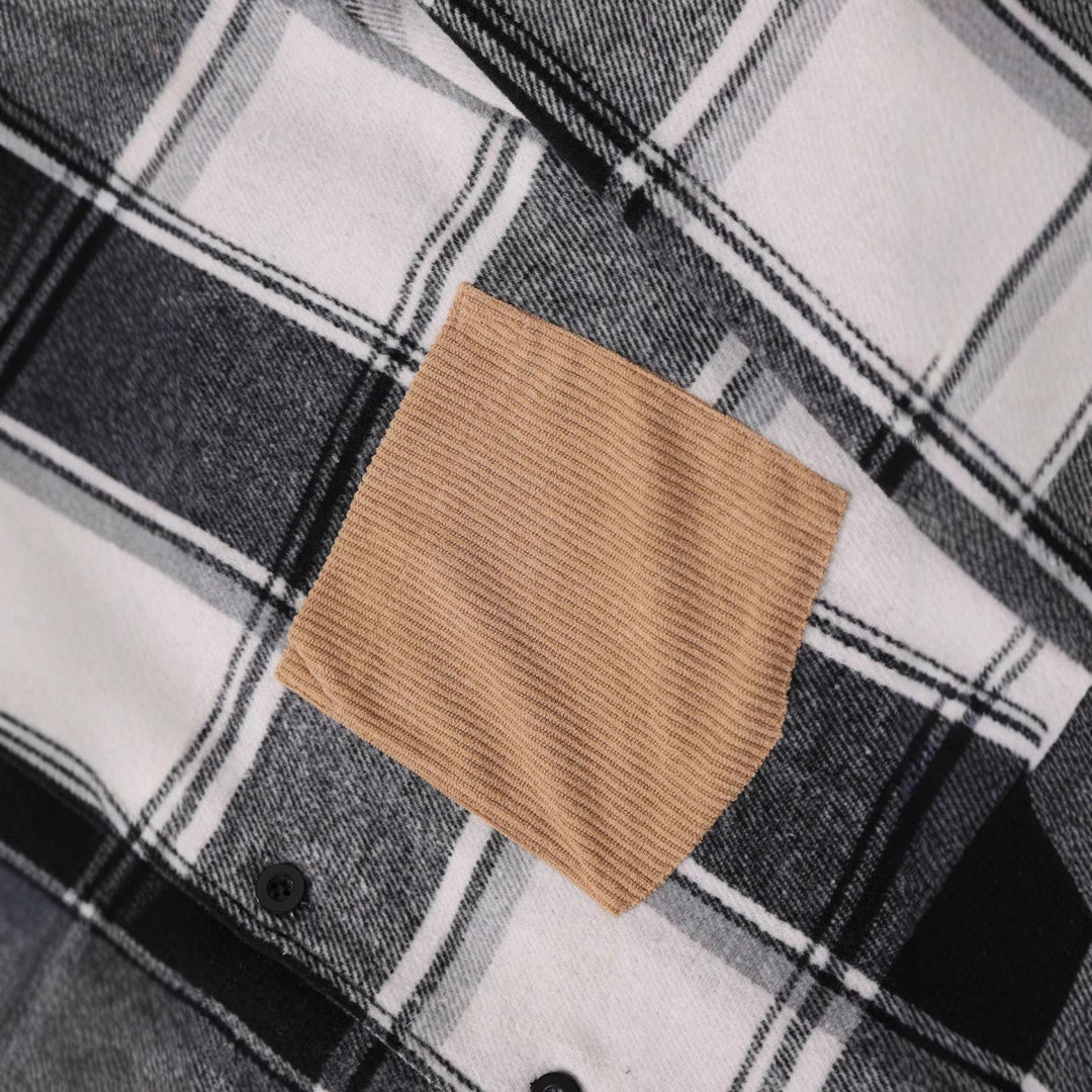 Herren Baumwoll-Flanelljacke mit kariertem Muster und Taschen Aliams