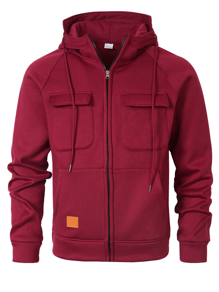 Herren lässige Kapuzenjacke mit zwei praktischen Brusttaschen Aliams