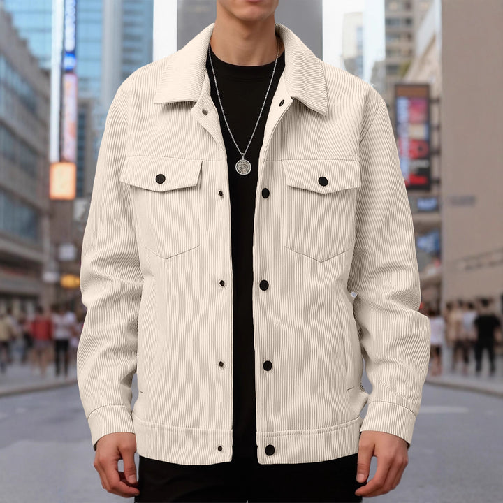 Herren strukturiertes Oberteiljacke mit praktischen Taschen Aliams