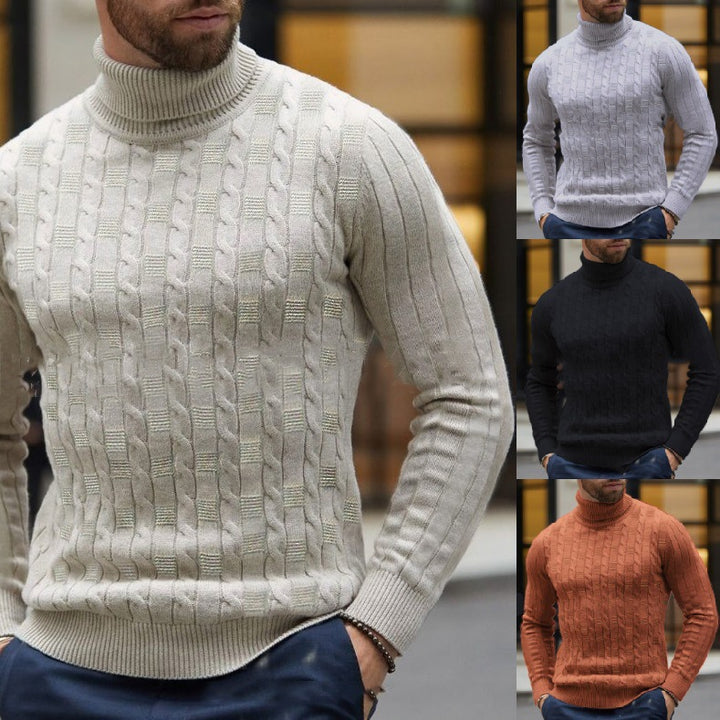 Herren Strickpullover mit schickem Rollkragen und strukturiertem Muster Aliams