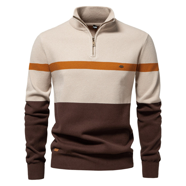 Herren Pullover mit Stehkragen und Zipper Aliams