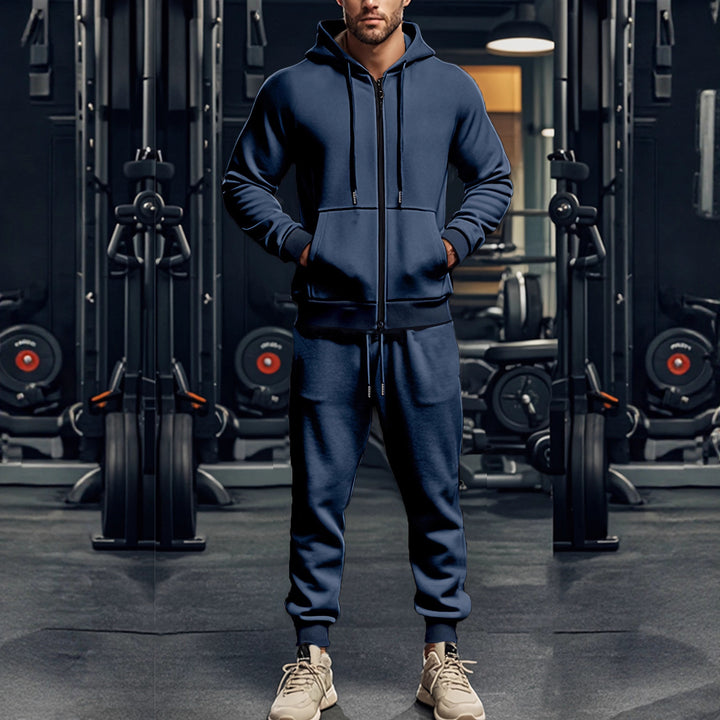 Herren sportliches Hoodie- und Jogginghose-Set mit durchgehendem Reißverschluss und elastischem Bund Aliams