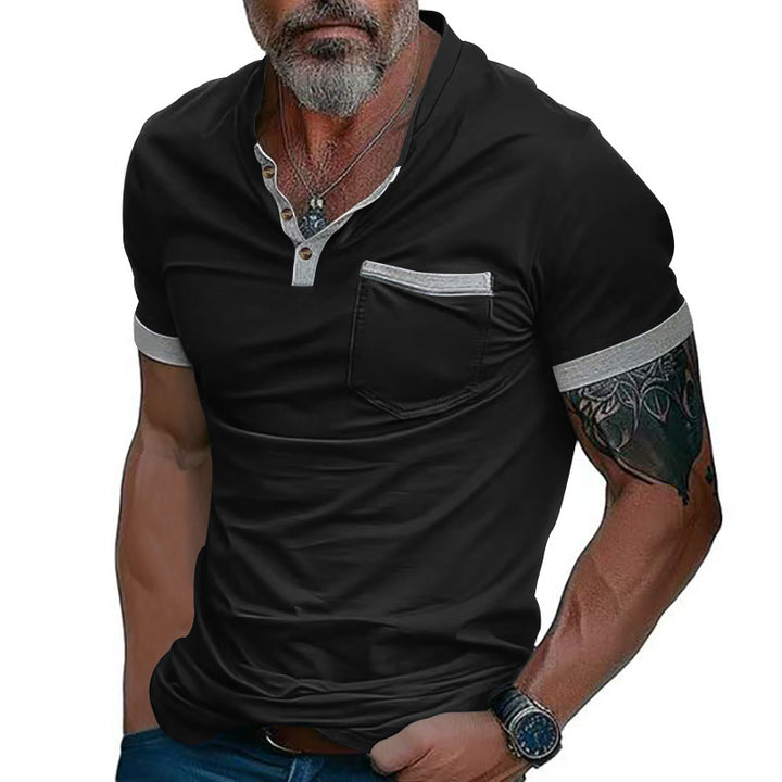 Herren Poloshirt mit modischem Kragen und Brusttasche Aliams