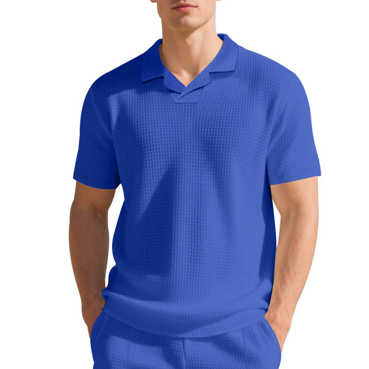 Herren hochwertiges Kurzarm-Polohemd mit strukturiertem Design und modischem Kragen Aliams