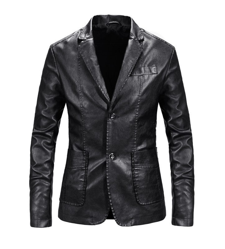 Herren elegante Kunstlederjacke mit modernem Schnitt und praktischen Taschen Aliams