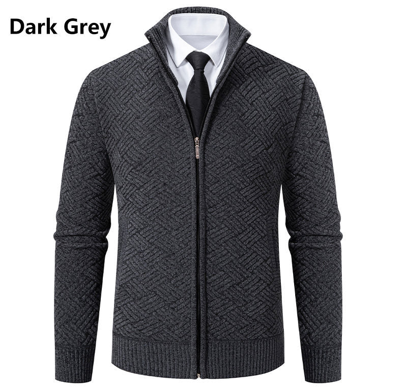 Herren Strickjacke mit modernem Zipper und kreativem Muster Aliams