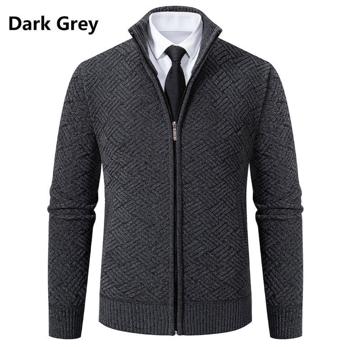 Herren Strickjacke mit modernem Zipper und kreativem Muster Aliams