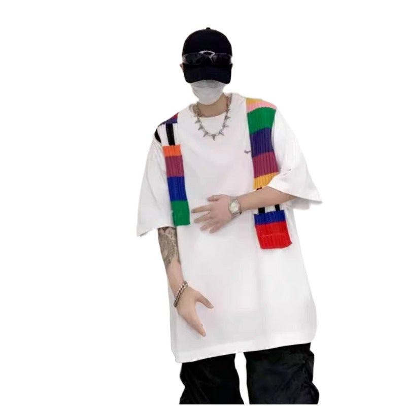 Unisex Oversized T-Shirt mit buntem Strickdetail Aliams