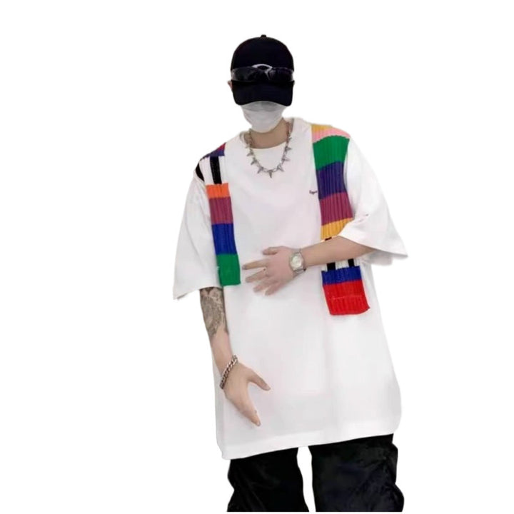 Unisex Oversized T-Shirt mit buntem Strickdetail Aliams