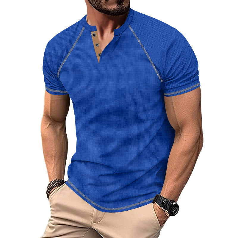 Herren sportliches T-Shirt mit modischem Knopfleisten-Design Aliams