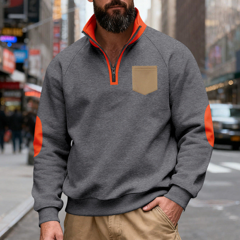 Herren Pullover mit Stehkragen und Reißverschluss Aliams