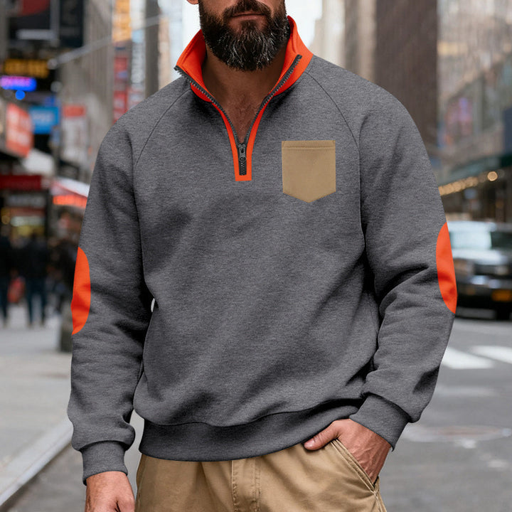 Herren Pullover mit Stehkragen und Reißverschluss Aliams