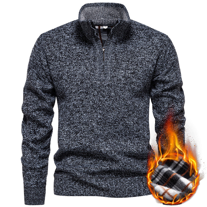 Herren Strickpullover mit halbem Reißverschluss und modischem Strukturdesign Aliams