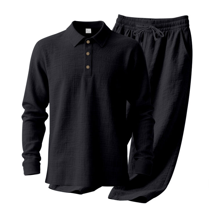 Herren Freizeit-Polohemd mit bequemen Baumwoll-Jogginghosen Aliams